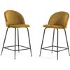 SIEDITI FUORI E DENTRO Set di 2 sgabelli Sara XL imbottiti in velluto per cucina/bancone/sala da pranzo con gambe in metallo h.65cm (Velluto Senape, Gambe Grigio Scuro)