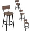 WOLTU Sgabelli Cucina Set di 4, Sgabelli da Bar per Colazione, con Poggiapiedi e Schienale, Struttura in Metallo, Effetto Legno Scuro