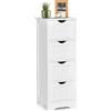 BAKAJI Cassettiera Armadietto Armadio da Appoggio 4 Cassetti Rimovibili in Legno MDF Bianco Linea Shabby Salvaspazio da Bagno Camera Stanza