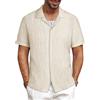 PJ PAUL JONES Camicia estiva da uomo a maniche corte Textured Button Down Camicia leggera Hawaii, albicocca, M