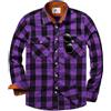 compulsoryking Camicia da uomo casual a quadri con bottoni in flanella spazzolata termica da lavoro imbottita calda in pile a quadri, Viola, 3XL