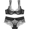 YUYUCH Set di Lingerie con Ferretto in Morbido Pizzo da Donna Vedere Attraverso Il Reggiseno e Le Mutandine Trasparenti Sexy in Rete Floreale