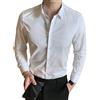 CFQYPZY Camicie da Lavoro da Uomo - Camicia Classica da Uomo A Maniche Lunghe Tinta Unita Camicia Abbottonata in Cotone Moda Slim Fit Camicia Sociale Monopetto Casual Cardigan da Sposa Top,Bianca,S