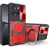 ILING Cover per Motorola Edge 60 Neo/Edge 50 Neo/ThinkPhone 25, Texture Metallica Antiurto Opaca Rigido PC/TPU Bumper Silicone Custodia con Anello Supporto e Scorrevole Protezione Fotocamera (Rosso)