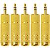 KUOQIY 5 Pezzi Adattatore per Cuffie, Audio Stereo Spina 3.5mm Maschio a 6.35mm Femmina, Adattatore Stereo HiFi per Cuffie, Microfono, Placcato Oro