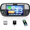 SIXWIN 2+64G Android 13 Autoradio con CarPlay/Android Auto/Mirror Link per FIAT 500 2007-2015, 7 Pollici Touchscreen Schermo Navigatore con WiFi Bluetooth RDS FM EQ Comandi al Volante(Nero)