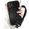 Coalbooliy Cover con Cordino per iPhone 11 6,1'', Silicone Morbido Custodia Aesthetic Leopardo Nero Summer Mädchen Modello Disegni Collana Universale Protezione Fotocamera Protettiva Case, 02