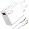 Atshld Caricatore Xiaomi 67W USB C con Cavo 2M Tipo C Caricabatterie Rapido per Xiaomi 14T 13T 13 12S Ultra 12X 11T Redmi Note 13 Pro 12 Pro POCO F5 X6 X5 X4 GT Adattatore di Ricarica Caricabatterie 67w