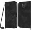 Netany Cover per Xiaomi Redmi Note 9 Pro/Note 9S/Note 9 Pro Max con Cordino, Flip Portafoglio Custodia in Pelle, [2 Porta Carte][Chiusura Magnetica],Custodia Libro Antiurto Cover con Laccio (Nero)