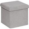 PINPLUS Pouf Cubo Contenitore in Tessuto Peluche, Puff Contenitore Pieghevole, Poggiapiedi Comodo per Camera, Salotto e Toeletta, 38x38x38 cm, Grigio
