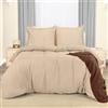 Utopia Bedding Copripiumino Una Piazza E Mezza - Copripiumino In Microfibra Di Poliestere 200x200cm + Federe Ricamate 80x80cm - (Beige)