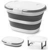 Lesipee Upgraded 16L secchio pieghevole per moocio con coperchio multifunzionale, vasca pieghevole in silicone 4 in 1 con superficie da tavolo, supporto da pavimento