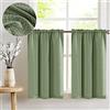 TOPICK Tenda corta da cucina/armadio a 2 pannelli, schermante, con passante per bastone, motivo a nido d'ape, decorazione per piccola finestra di cucina, verde, 90 x 60 cm (larghezza x altezza)