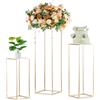 Inweder Centrotavola Nozze Stand Fiori Oro - 3 Pezzi Vasi a Colonna in Metallo con Pannello Acrilico Inweder Vaso da Pavimento Alto Vasi Portafiori Geometrici Centrotavola Feste Decorazioni Casa 100+80+60cm