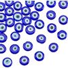 NBEADS 33pz Perline di Vetro Evil Eye, 12mm Blu Fatto A Mano Lampwork Piatto Rotondo Malocchio Charms Turco Distanziatore per Gioielli Collana Bracciale Orecchini