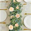 SOMYTING - Confezione da 4 ghirlande di fiori artificiali di eucalipto - Vintage - Fiori finti - Peonia - Vite di rosa - Decorazione murale - Per arco di nozze, decorazione di porte - Champagne