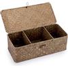 SUMNACON Contenitore per erba marina con coperchio, cestino in vimini naturali, 3 scomparti, rattan, multifunzione, rettangolare, intrecciato, soggiorno, bagno