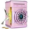 Yellcetoy Salvadanaio Elettronico per Bambini, Timone Cassaforte con Codice di Sicurezza e Musica, Compleanno Regali di Natale per Ragazze 3 4 5 6 7+ anni Rosa