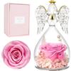 Miofula Regalo Festa Della Mamma,Rosa Stabilizzata Regalo Donna,Rosa Eterna Angeli Figurine Regalo Mamma Nonna,Fiori Stabilizzati Regali Festa della Mamma,Angelo Regali Donna Compleanno Anniversario