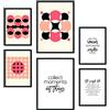 Nacnic Set di 6 poster rosa e nera. Raccolta di posters con collage estetico per la decorazione d'interni. Taglie A3 e A4. Frameless.