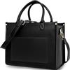 MUMEE Borsa tote da donna, la borsa tote in pelle con cerniera a tracolla borsa portatile per lavoro, scuola, ufficio, viaggi, nero, Large