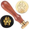 DELORIGIN Wolfspfoten - Timbro per cera, con testa in ottone, 25 mm, con manico in legno, per confezioni regalo, buste, lettere, pacchetti di vino