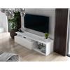 Dmora Mobile Porta TV Baltico, Credenza da Soggiorno, Armadio Basso per TV, Base Parete attrezzata, 160x38h41 cm, Bianco e Bianco Lucido