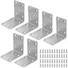 WMYCONGCONG - Set di 6 staffe angolari in acciaio inox, 4,9 x 6,7 cm, con staffa di supporto ad angolo retto per mensole in legno, per mobili, mobili, mobili e armadietti, colore: argento