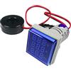 Gebildet Tester di Tensione di Corrente CA da 22mm con Display a LED a 3cifre Voltmetro Multifunzione Amperometro Misuratore di Frequenza Multimetro AC 50-500V 0-100A 0-99Hz (Blu, Quadrato)