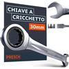 PRESCH Chiave a cricchetto 30mm - Angolo di ritorno minimo (3°, 123 denti) - Inclinazione di 15° per spazi ristretti - Chiave con cricchetto di precisione e robuste