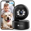 Ctronics 4MP Telecamera WiFi Interno, 2,4/5GHz WiFi/Bluetooth Videocamera Sorveglianza, Visione Notturna a Colori, PTZ 355°/ 120°, AI Movimento& Umano Rilevamento,Tracciamento Automatic (Nero)