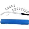 Generico Chiave per Puleggia tendicinghia Extra Lunghe con Adattatori Tendere Cinchia intercambiabili Set 15 Pezzi Strumento Tenditore Ammortizzatore 12-19mm
