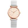 Avaner Orologio da donna con cinturino elastico: orologio estensibile in acciaio inossidabile con quadrante a motivi tridimensionali e scala numeri a forma di barra-regalo di compleanno, bianco