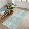 artyrugs Tappeto Lavabile in Lavatrice, 60x180cm, 75% Cotone Riciclato, Pelo Corto, Fondo Antiscivolo, Tappeti per Camera da Letto, Cucina, Corridoio, Ufficio, Corridoio, Azzurro & Argento