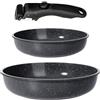 GiPP Set di Pentole e Padelle Ceramiche Antiaderenti 3 Pezzi con Manico Amovibile - Cucina Sana per Camper, Senza Tossine, Compatibile Induzione/Forno/Lavastoviglie
