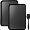 Shackcom Set di 2 Teglie da Forno, Tortiera per Forno, Teglia per Torte, Pentole Antiaderenti, Facili da Pulire e Salutari, 34,5 x 24,5 x 2,5 cm, Piccola Teglia con Strumenti di Cottura - Nero