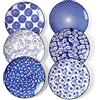 Selamica Set di 6 piatti da dessert in ceramica, piatti da antipasto da 15,2 cm, per cucina, microonde e lavastoviglie, blu vintage