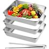 Suuwwn Teglie per Impanatura in Acciaio Inox 3 Pezzi Teglia Rettangolare Pizza Teglias Forno Antiaderenti Vassoio Acciaio Inox Cucina（25 * 20 * 5.5cm）