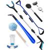 Kekoy kit di recupero per protesi all'anca 8 in 1, Ausili per vestirsi | include 91cm pinza telescopica, infila calze, calzascarpe, cinghia coscia e gambe, spugna da bagno, grattaschiena,per anziani
