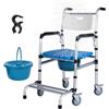 YEZMEK Sedia WC multifunzione 4 in 1, con ruote regolabili in altezza, con vasino rimovibile, capacità 150 kg, comoda e sicura per anziani, disabili, pazienti