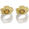 BY ON ByON Poppy 5260919903 - Set di 2 portatovaglioli in porcellana dipinta a mano, decorazione da tavolo, colore: beige, 5260919903