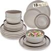 SÄNGER Kairo Clay | Servizio da tavola 18 pezzi, set di stoviglie in gres per 6 persone, 6x piatti piani 6x piatti da dessert 6x ciotole, set di stoviglie & ciotola grigia, set di piatti, piatti fondi