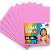 OFITURIA Fogli di Gomma Eva Colorata per Lavoretti Creativi, Fai-da-te, Progetti Scolastici, Scrapbooking, Decorazioni Artistiche e Biglietti 20x30cm (Rosa, 40 pz)