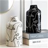Kimdio Set di vasi in ceramica, 2 pezzi, bianco e nero, per fiori, design irregolare astratto bianco, arredamento moderno per la casa, per soggiorno, vaso decorativo minimalista per erba della pampa