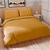 PETTI Artigiani Italiani - Set Copripiumino Matrimoniale 220x200 cm (2 Federe 80x80 cm Incluse), Parure Copripiumino Morbida Microfibra Tinta Unita Giallo Ocra