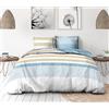 HOME LINGE PASSION Parure copripiumino 200 x 200 cm - 3 pezzi - morbido percalle di cotone - federa + federe - bianco e blu Iceberg - modello La Courtisane