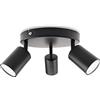 DA LIGHT Lampada da soffitto a LED a 3 fiamme, orientabile e inclinabile, faretto da soffitto a parete, GU10 (senza sorgente luminosa) retro/vintage da soffitto 230V nero per soggiorno camere da letto cucine
