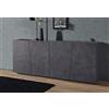 Web Convenienza Madia con 4 Ante Made in Italy - Credenza Contenitore Collezione Sprint per Soggiorno Cucina Ingresso Sala da Pranzo Mobile Design Moderno Originale Ardesia - 200 cm