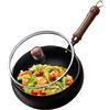 XYUERU Wok Cinese Fatto a Mano, con Coperchio in Vetro, Padella in Ferro battuto Non Rivestita, metodo Tradizionale for fornelli a Gas e fornelli a induzione(28cm)