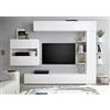 Web Convenienza Parete TV Attrezzata Collezione Sorano 2 A - Mobile Televisore in Legno con Ante a Ribalta Moderno - Color Bianco Lucido e Bianco Opaco